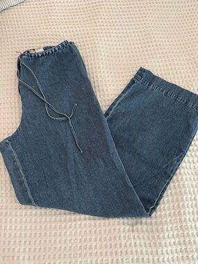 Eddie Bauer Drawstring Waist Blue Jeans 8 tall